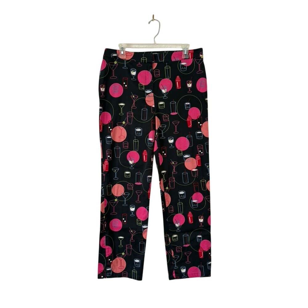 Retro Cali Cali Martini Print Boot Cut Capri Pants Women's 14